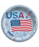 Patriotic Celebration Fireworks Paper 20 7 inch Dessert Plates USA July 4th - $6.82