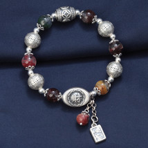 Colorful Crystal Beaded With Sterling Silver Be Rich Charm Bracelet,Gift... - $65.50