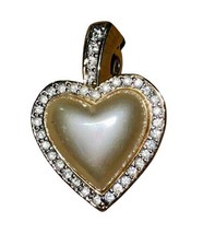 Vintage Carolee Signed Puffed Rhinestone Crystal Heart Gold Tone Bracelet Charm image 1