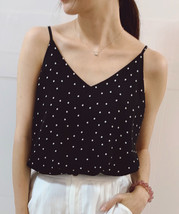 Women's Chiffon Tops Black Dot Chiffon Top V-neck Summer Blouse Top Petite Size  image 2
