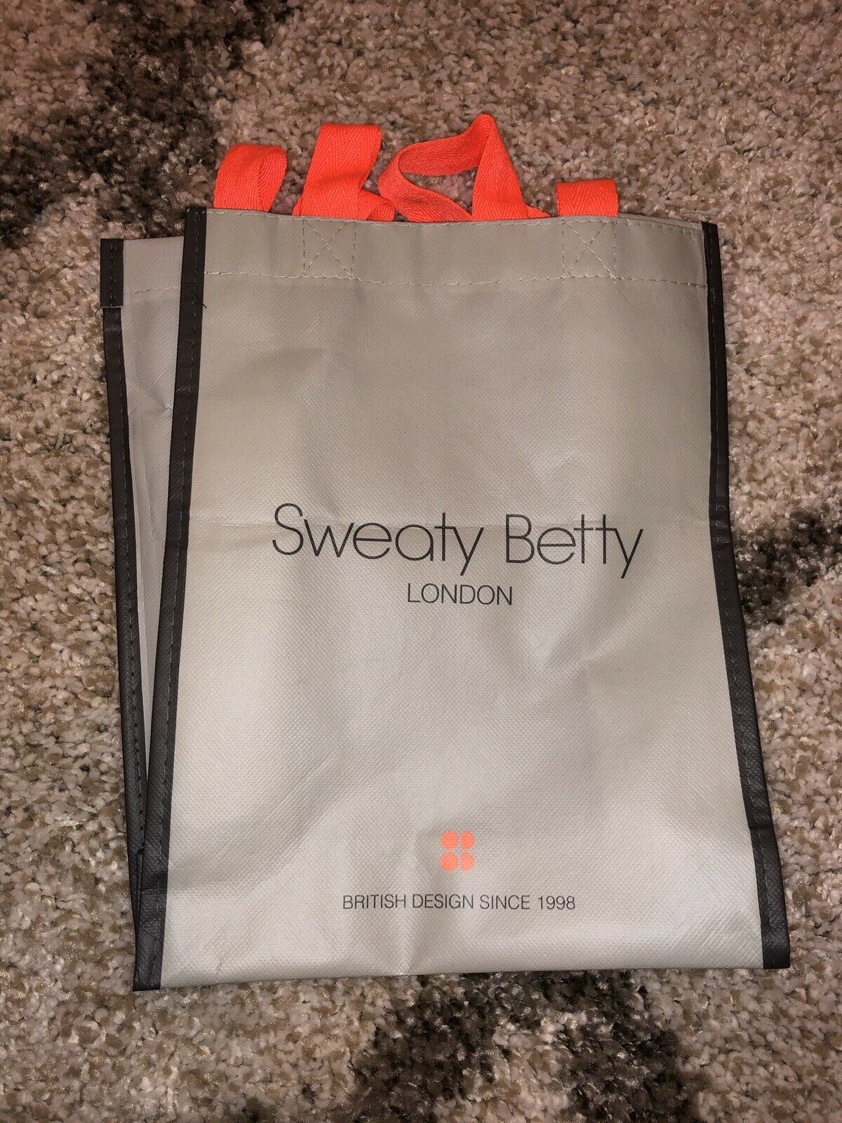 Sweaty Betty Gray Small Tote Bag w/ Orange Handles NEW NWT