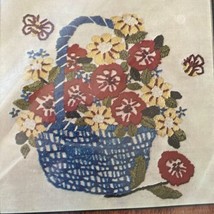 Vintage Yarn Kits Naturally crewel Kit 14” x 14”  Basket of Flowers 5054 - $18.99