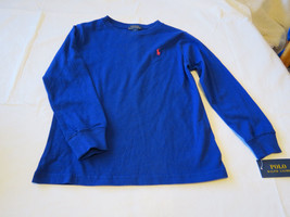 boy&#39;s Polo Ralph Lauren 5 Youth  Long Sleeve t shirt Blue TEE NWT Herita... - $20.07