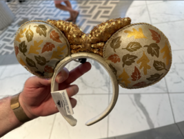 Disney Parks Authentic Autumn Golden Leaves Minnie Ears Headband NEW image 2