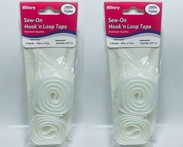 LOT OF 2 Allary Sew-On Hook and Loop Tape 2 Hanks 36" x 7/8" - White - $7.90