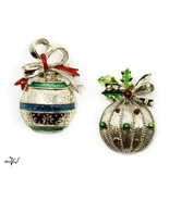 Vintage Signed Gerrys Christmas Ornaments Pins - Decorated Balls w Bows -Hey Viv - $22.00