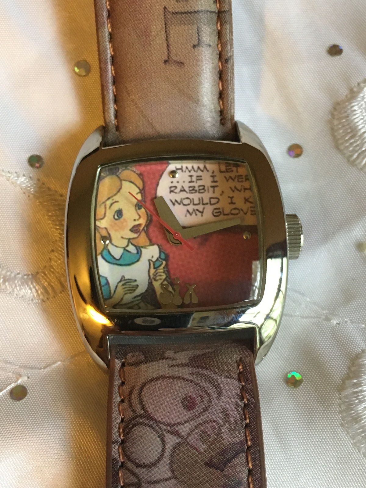 Alice in Wonderland Brown Leather Wrist Watch