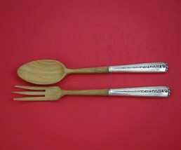 Rambler Rose by Towle Sterling Silver Salad Serving Set 2pc Olive Wood 10 3/4" - $107.91