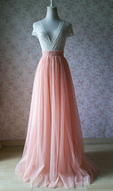 CORAL PINK Long Tulle Skirt, Coral Wedding Bridesmaid Tulle Maxi Skirt Outfit  image 1