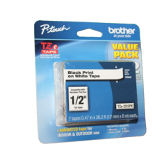 Brother P-Touch TZE Tape Value Pack 0.47 in x 26.2 ft 12mm x 8 M Black On White - $14.84