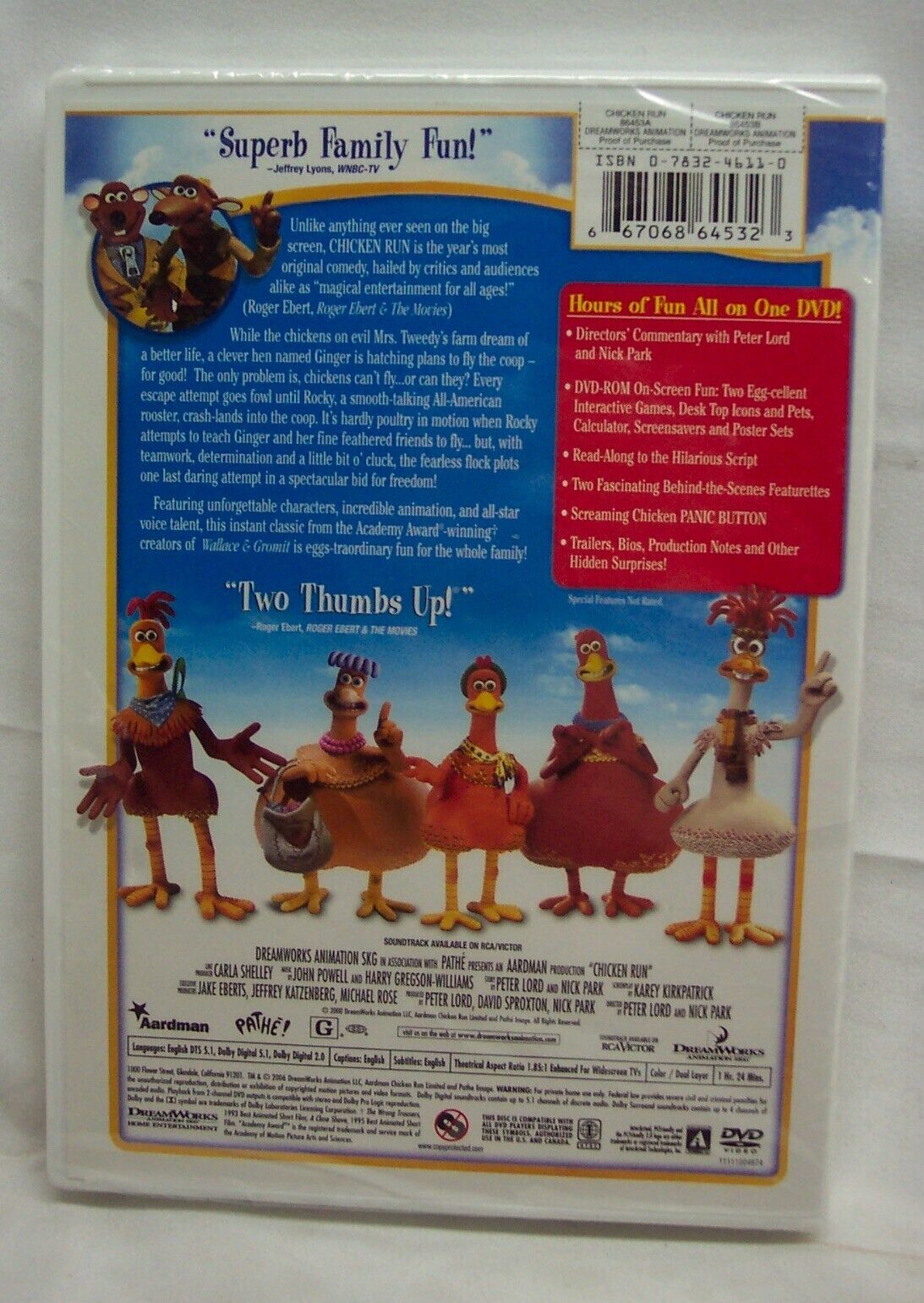 CHICKEN RUN DVD 2000 NEW In Shrinkwrap Dreamworks Aardman Production ...