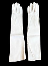 Vintage NEW 15" Long Off White Leather Van Raalte Gloves Women Made in Hong Kong image 1