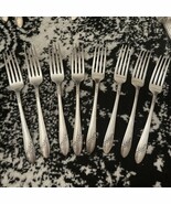 8 Oneida Community Tudor Silverplate QUEEN BESS II 7 1/2&quot; Dinner Forks 3... - $28.71