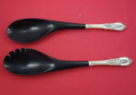 Rose Point by Wallace Sterling Silver Salad Serving Set w/ black nylon 11 3/4" - $107.91