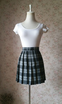 Black and White Plaid Skirt Women Girl Mini Black Tartan Skirt High Waisted WT13