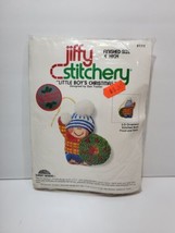 Vintage 1980 Sunset Designs Jiffy Stitchery Kit 4&quot; LITTLE BOY&#39;S CHRISTMA... - $15.84