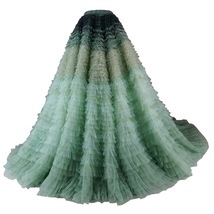 Sage Green Tiered Maxi Tulle Skirt Wedding Bridal Skirt Outfit Evening Skirts image 10