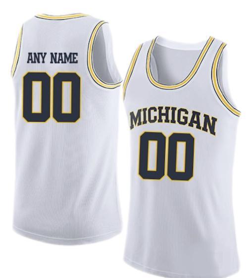 Any name michigan wolverines basketball jersey white