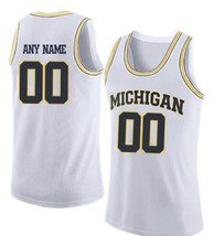 Any Name Number Michigan College Basketball Jersey White image 1