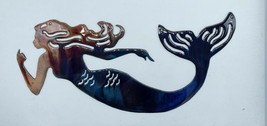 Swimming Mermaid - Metal Wall Art - Marbled Blue 36" wide - $100.69
