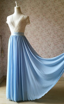 Blue Wedding Chiffon Skirt Flowy Blue Bridesmaid Chiffon Skirts Plus Size