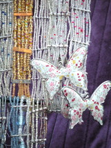 White and pink speckled Butterfly Choker - $35.00