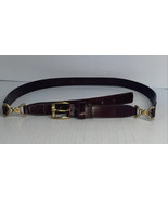 Etienne Aigner Leather Belt 32&quot; Brown Vintage 80s Brass Buckle Retro 1102 - $15.79