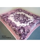 FLOWERS PURPLE  JAPANESE KOYO 2PLY BLANKET VERY HEAVY SOFTY AND WARM QUEEN SIZE - $108.89