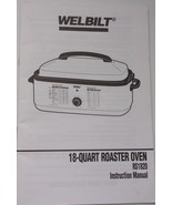 Vintage Welbilt 18 Quart Roster Oven RS1820 Instruction Manual  - $4.99