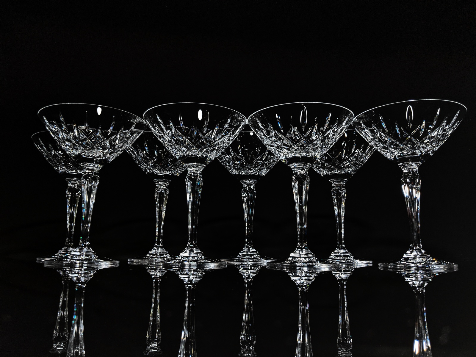 Faberge Martini Black Crystal Glasses set of 2 with the original