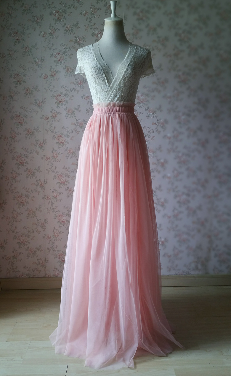 Pink tulle hotsell skirt maxi