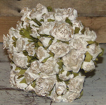 24 Rustic Wedding Paper Roses Flowers Bouquet White Violet