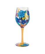 Lolita Wine Glass Blue Florals 15 oz 9&quot; High Gift Boxed Collectible #600... - $39.59