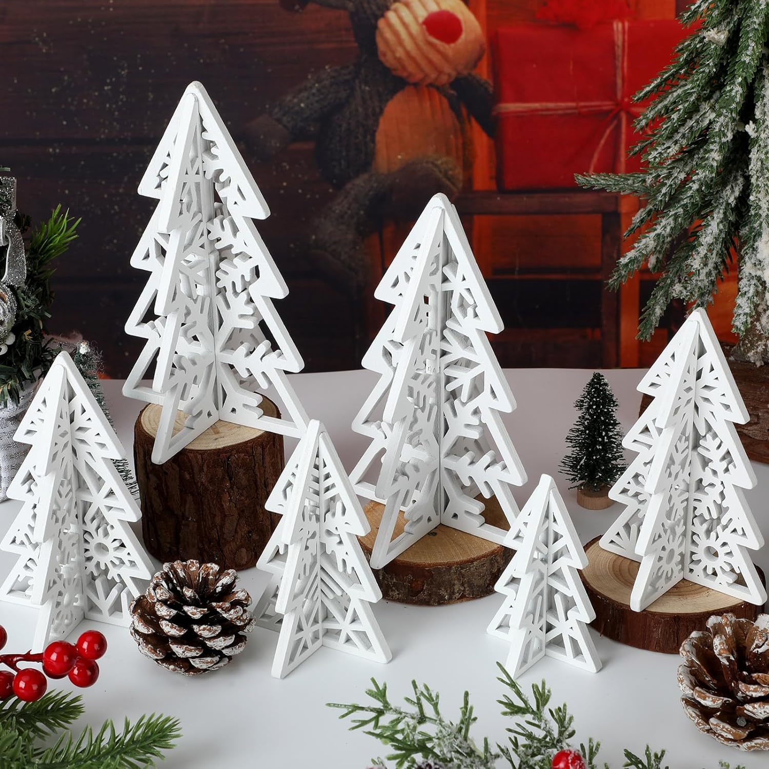 16 Pcs Christmas Wooden Tree Decor Christmas and 50 similar items