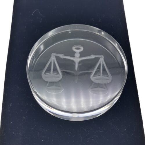 Val St. Lambert Clear Crystal Scales Of Justice Small Paperweight READ** Paperweights