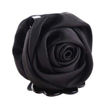 A Beautiful Rose Flower Hair Clips Headwear Ponytail Clip, Black