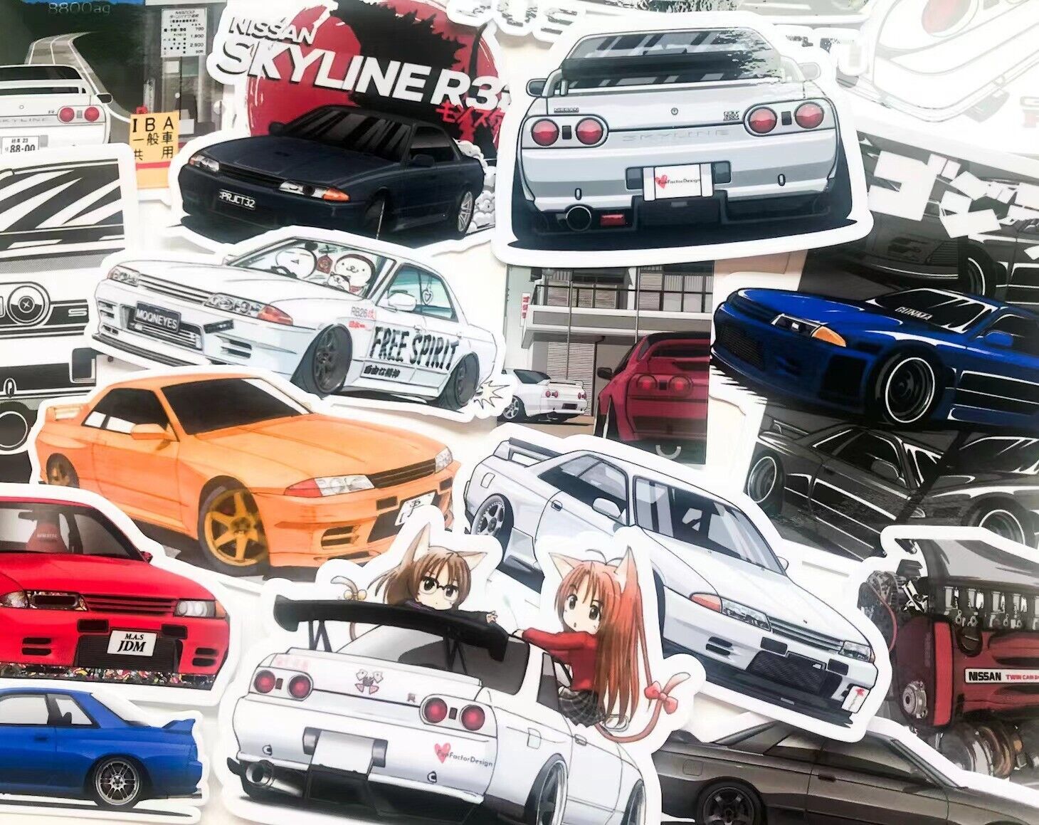 JDM vinyl car stickers for Nissan Skyline GTR32 BNR32 JDM sport car ...