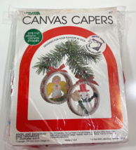 Canvas Capers Angel & Snowman Ring Christmas Ornaments Plastic Canvas Kit - $11.64