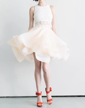 Black Ruffle Knee Length Tulle Skirt High Waisted Layered Ballerina Skirt Outfit image 2
