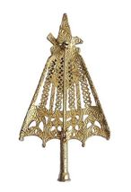 Vintage Large 3.25" Gold Tone Umbrella Metal Pin Brooch Unsigned Parasol image 5