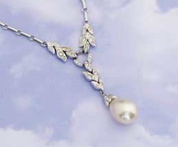 Vintage Pearl Dangle Silver-Tone Necklace 15.5 inches by Trifari H2 - $34.99