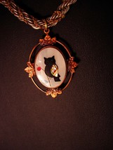 Pietra Dura owl necklace / vintage mosaic bird / Mother of pearl - Figur... - $95.00