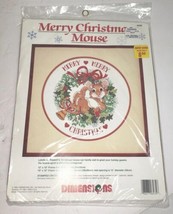 Dimensions Cross Stitch Kit 8435 MERRY CHRISTMAS MOUSE 1992 Stamped 12&quot; ... - $18.99