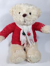 Hallmark JINGLE BEAR Plush Cream Holiday Teddy Stuffed Red Sweater Bells... - $24.99