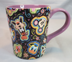 Disney Parks Quilted Mug Cup Coffee Tea Mickey Minnie Pluto Goofy Donald Purple - $19.75