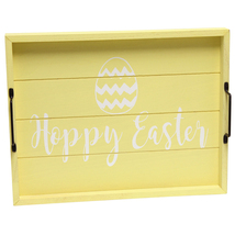 Decorative Wood Serving Tray with Handles, 15.50" x 12", "Hoppy Easter" - $30.64