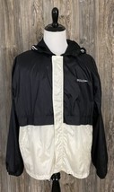 Vintage Speedo Windbreaker Jacket Men&#39;s XL Black/White 100% Nylon Vented... - $20.20