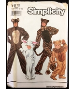 Uncut Size 2 - 12 Childs Cat Bear Bunny Lion Costume Simplicity 9810 Pat... - $6.99
