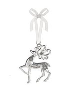 Always in my thoughts - Silver Reindeer Zinc Epoxy Glass Christmas Ornament - $10.28