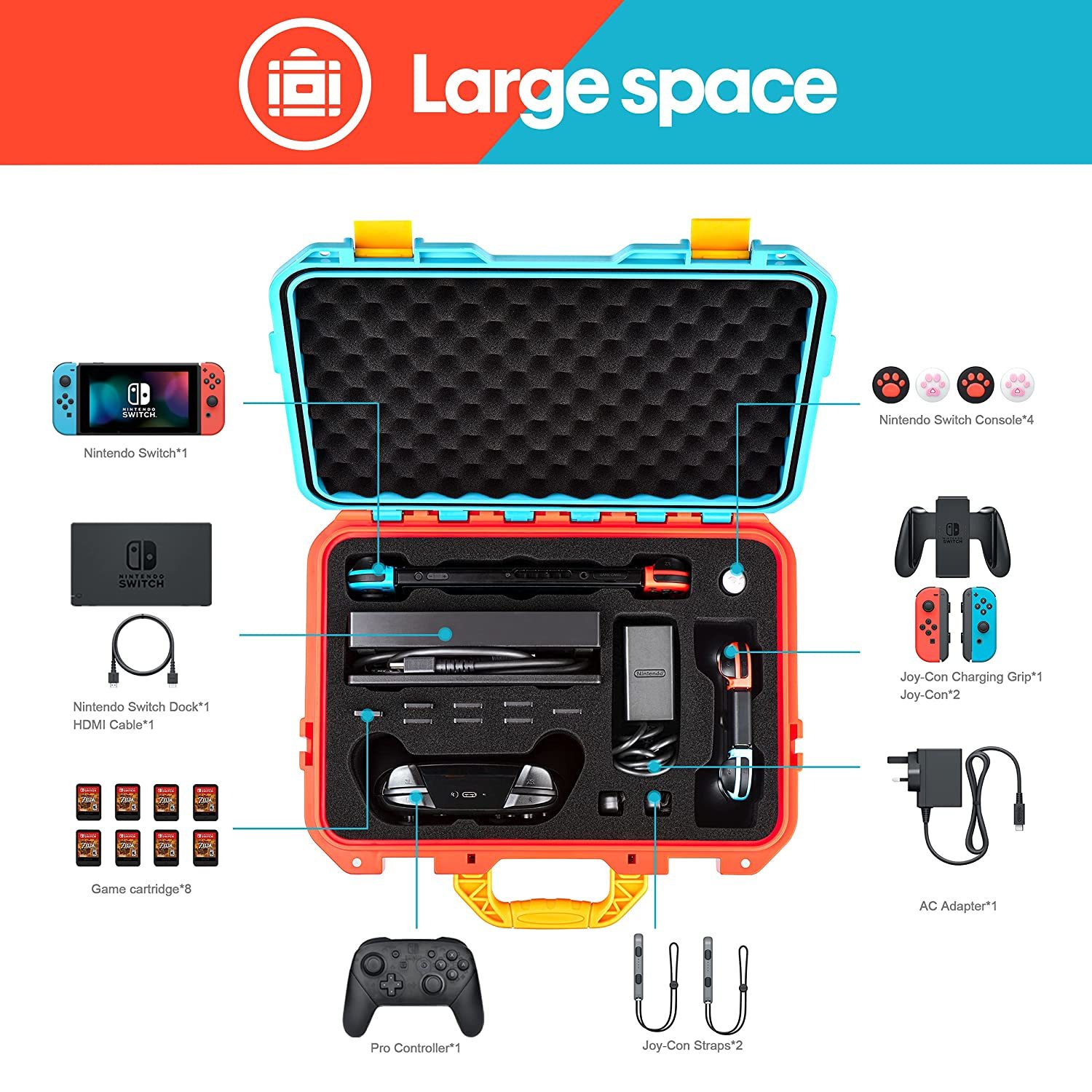 DEVASO Carrying Case for Nintendo Switch Travel Case ,Professional